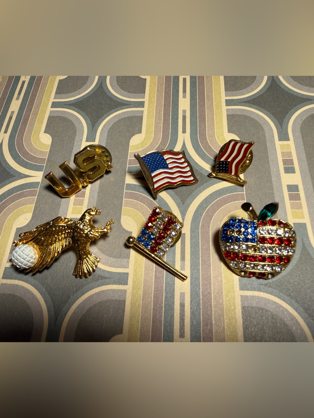 Patriotic  American Flag & Eagle Pin Lot + U.S. lapel pin-get Olympics ready!